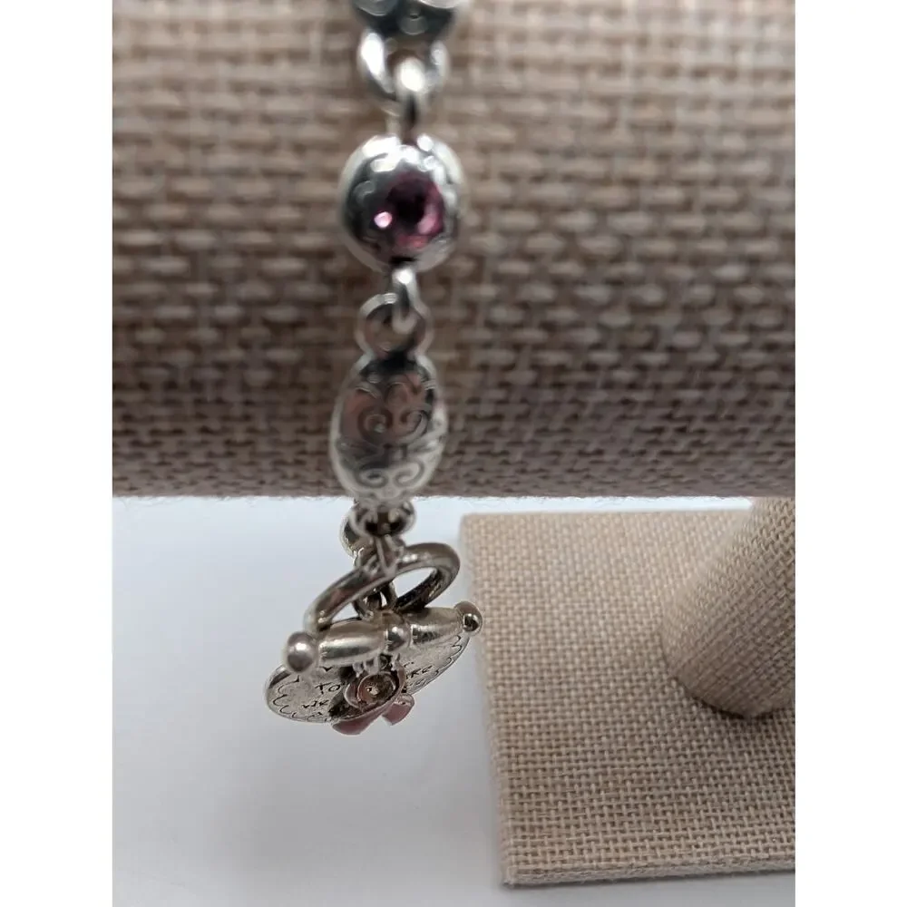 Brighton Pink Ribbon Breast Cancer Awareness Charm Bracelet Toggle Clasp
